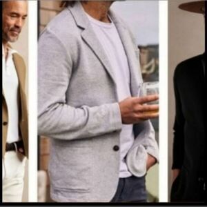 Bloomingdale's Light Gray Knit Blazer Jacket